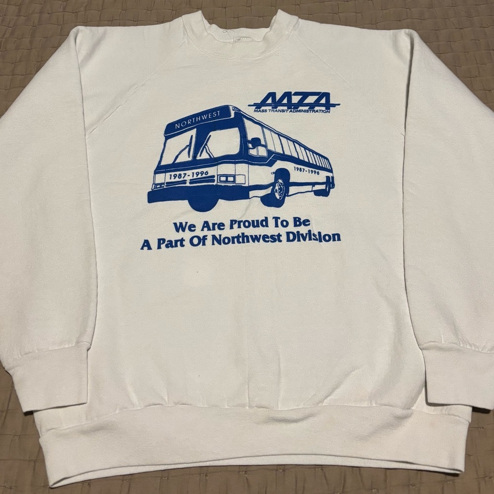 Vintage Northwest MTA Bus Crewneck Sweatshirt Size L Fruit Of The Loom Tag